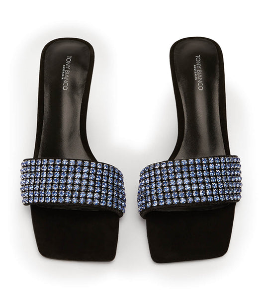 Tony Bianco Amos Blue Crystal/Black Mocka 6.5cm Bling klackar Blå Svarta | SEJBT21779