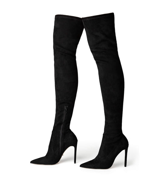 Tony Bianco Avah Black Stretch Mocka 10.5cm Stretchstövlar Svarta | SEEAH54908