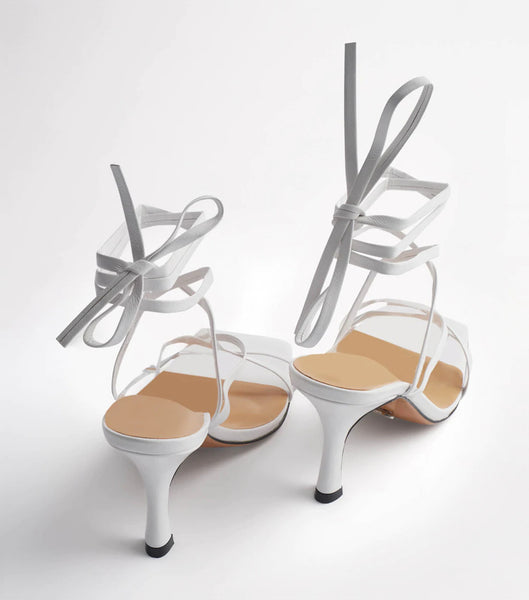 Tony Bianco Caden White Sheep Nappa 8.5cm Strappy Heels Vita | GSEEC33396