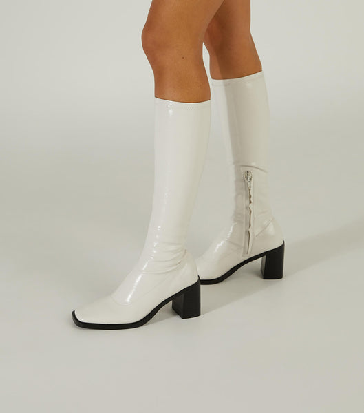Tony Bianco Damon Ecru Crinkle Lack 7.5cm Mid Calf Boots Vita | ZSENQ93916