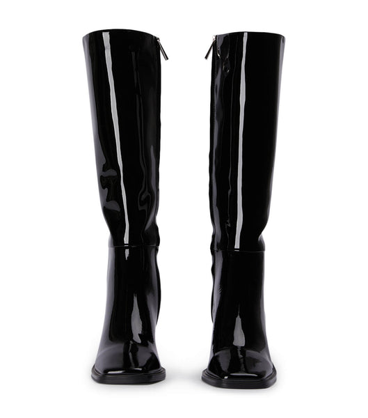 Tony Bianco Darby Black Lack 7.5cm Knähöga stövlar Svarta | XSEGW91222
