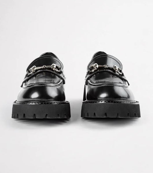 Tony Bianco Greer Black Hi Shine 4cm Loafers Svarta | LSETR87025
