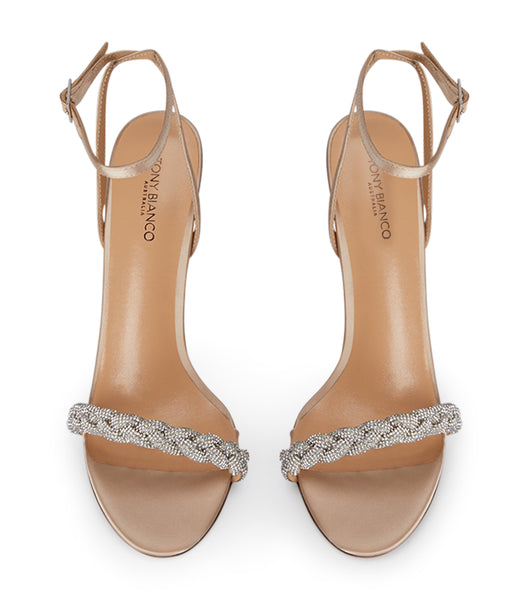 Tony Bianco Kosta Nude Satin 11cm Brudklackar Beige | LSESX18210