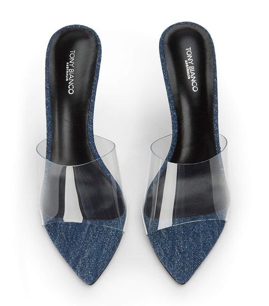Tony Bianco Mylo Clear Vinylite/Blue Denim 10.5cm Evenemangsklackar Blå | SEXMI38603