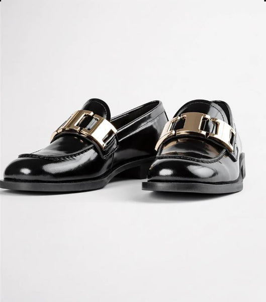 Tony Bianco Ruiz Black Hi Shine 2.5cm Loafers Svarta | LSESX47825
