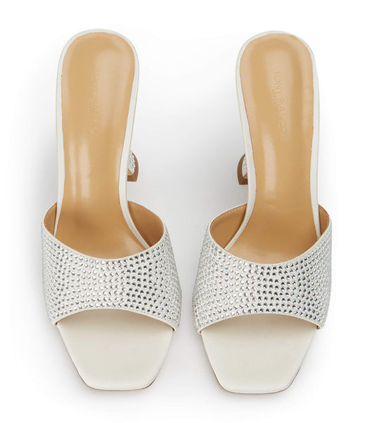 Tony Bianco Serri Ivory Satin 10.5cm Bling klackar Vita | SEEAH14825