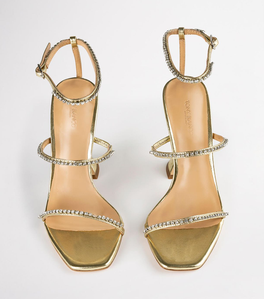 Tony Bianco Skye Gold Nappa Metallic 10.5cm Strappy Heels Guld Metal | PSEER25137